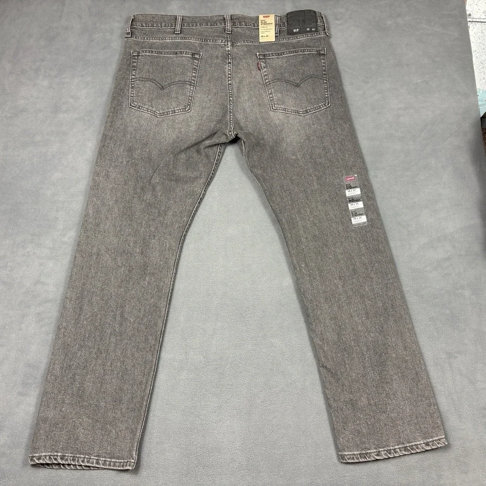 NEW Levi's 513 Slim Straight Jeans Men's Size 38x30 Gray Stretch Denim